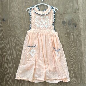 Peach Sleeveless Dress with Floral Embroidery